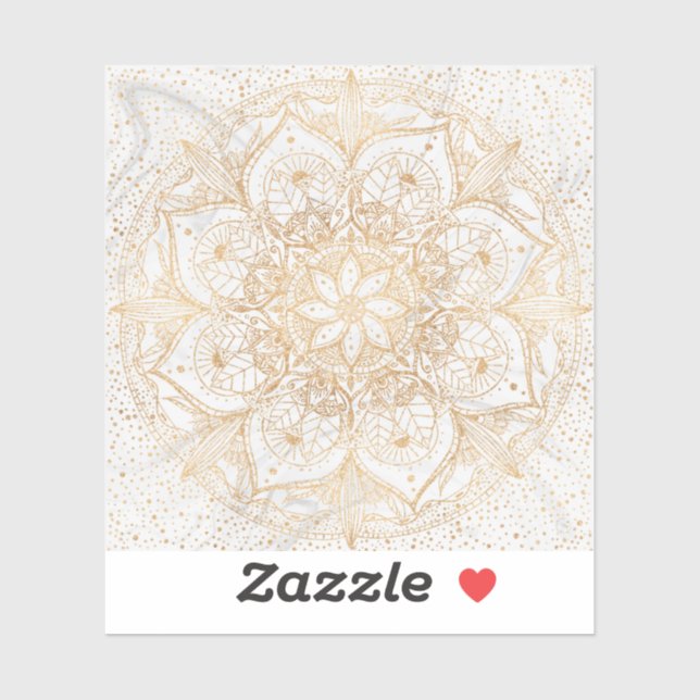 Trendy Gold Floral Mandala Marble Design Sticker (Sheet)