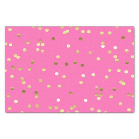 Trendy Gold Foil Confetti Hot Pink Tissue Paper