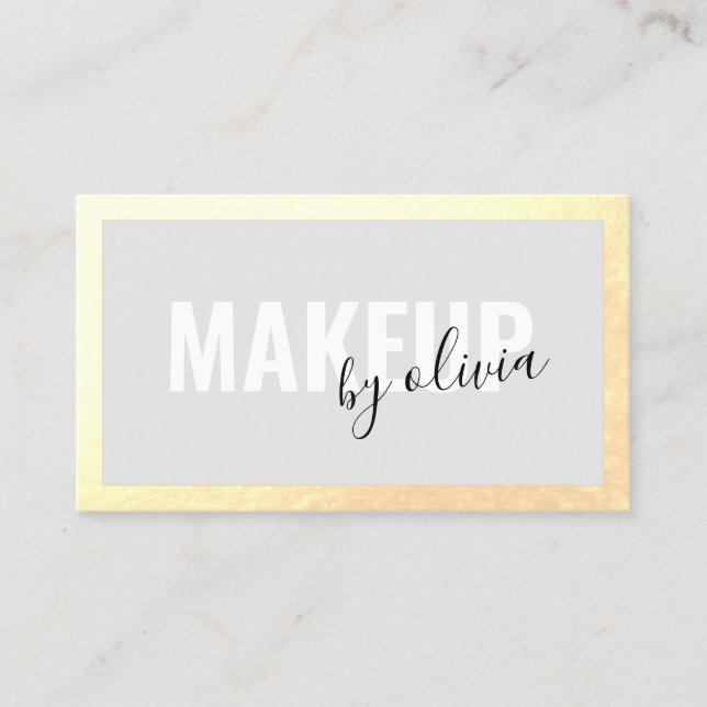 Trendy Gold Frame Makeup Artist  Business Card (Front)