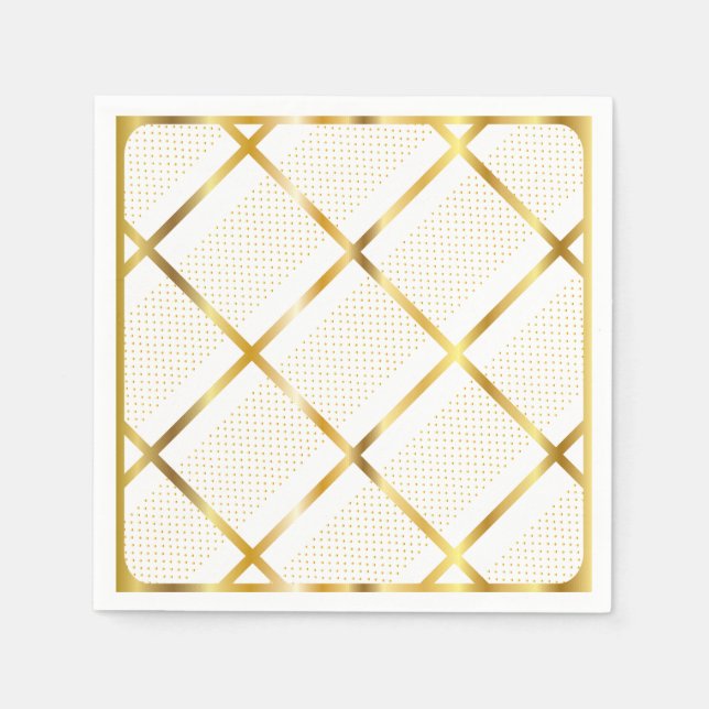 Trendy Gold Geometric Pattern Golden Stylish Art Napkins (Front)