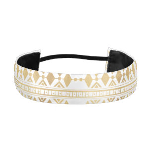 Trendy Gold Geometric Tribal Aztec Pattern Athletic Headband