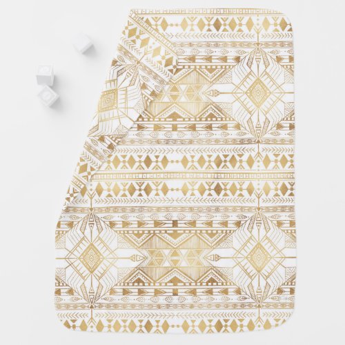 Trendy Gold Geometric Tribal Aztec Pattern Baby Blanket