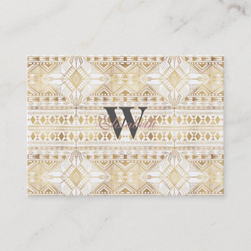 Trendy Gold Geometric Tribal Aztec Pattern Business Card