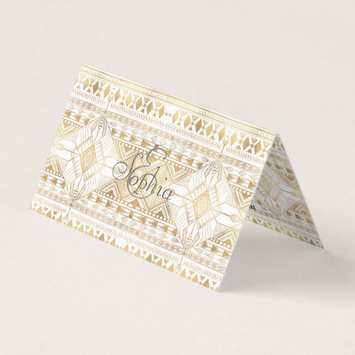 Trendy Gold Geometric Tribal Aztec Pattern Business Card