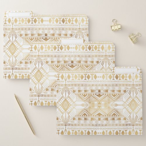 Trendy Gold Geometric Tribal Aztec Pattern File Folder