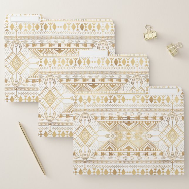 Trendy Gold Geometric Tribal Aztec Pattern File Folder (Set)