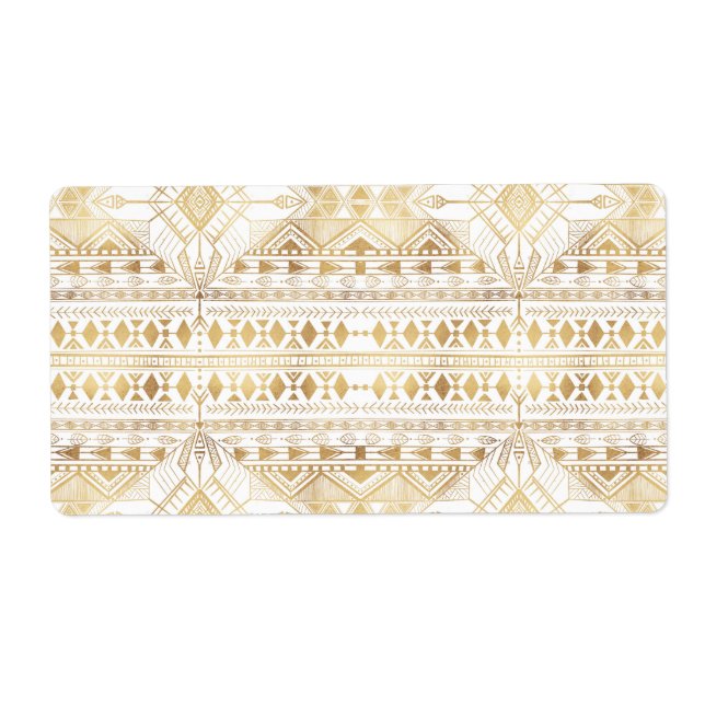 Trendy Gold Geometric Tribal Aztec Pattern Label (Front)