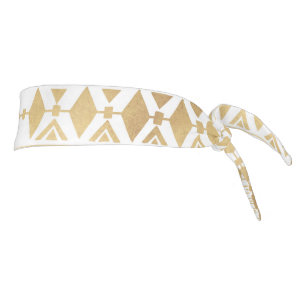 Trendy Gold Geometric Tribal Aztec Pattern Tie Headband