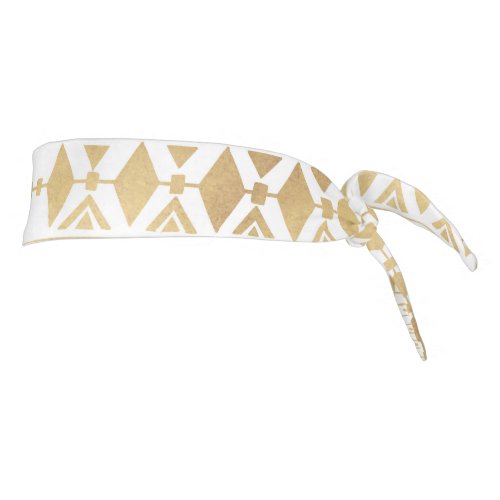 Trendy Gold Geometric Tribal Aztec Pattern Tie Headband