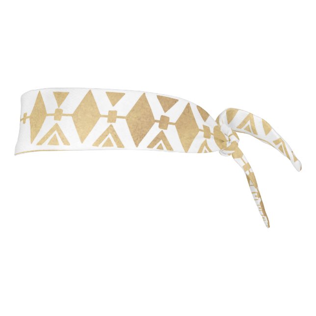 Trendy Gold Geometric Tribal Aztec Pattern Tie Headband (Rotate 90)