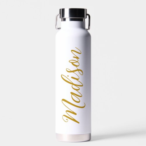 Trendy Gold Girls Name Handwritten Script Custom Water Bottle