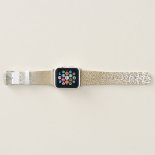 Trendy Gold Glitter and Leopard Print Gradient Apple Watch Band