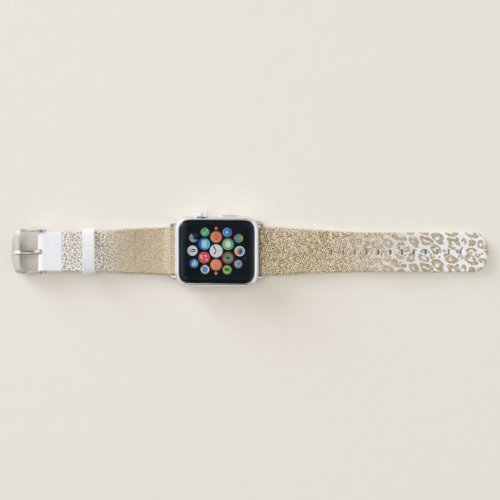 Trendy Gold Glitter and Leopard Print Gradient Apple Watch Band