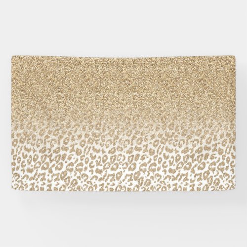 Trendy Gold Glitter and Leopard Print Gradient Banner