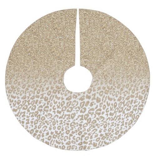 Trendy Gold Glitter and Leopard Print Gradient Brushed Polyester Tree Skirt