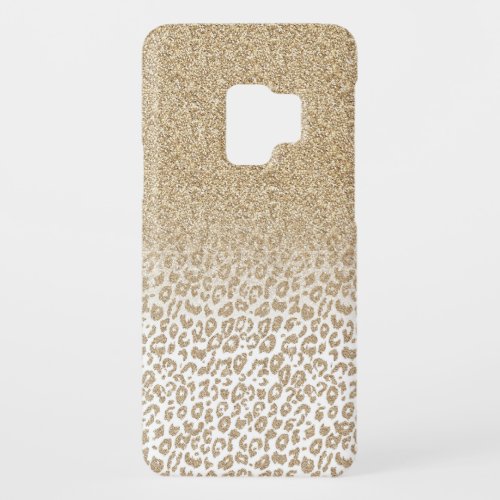 Trendy Gold Glitter and Leopard Print Gradient Case_Mate Samsung Galaxy S9 Case