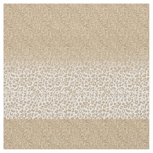 Trendy Gold Glitter and Leopard Print Gradient Fabric