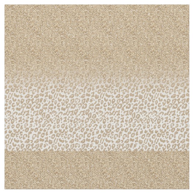 Trendy Gold Glitter and Leopard Print Gradient Fabric (Close Up)