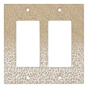 Trendy Gold Glitter And Leopard Print Gradient Light Switch Cover by Trendy_arT at Zazzle