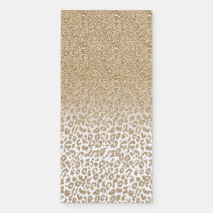 Trendy Gold Glitter and Leopard Print Gradient Magnetic Notepad