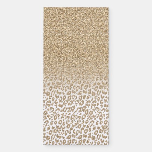 Trendy Gold Glitter and Leopard Print Gradient Magnetic Notepad