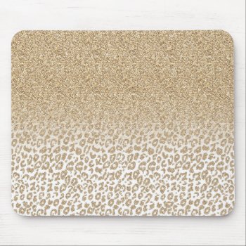 Trendy Gold Glitter And Leopard Print Gradient Mouse Pad by Trendy_arT at Zazzle