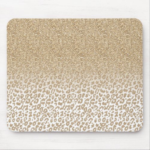 Trendy Gold Glitter and Leopard Print Gradient Mouse Pad