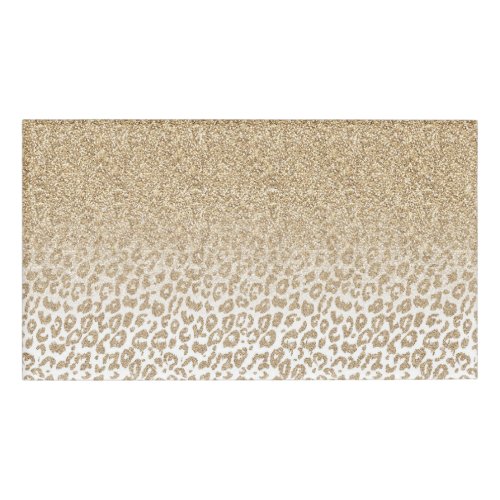 Trendy Gold Glitter and Leopard Print Gradient Name Tag