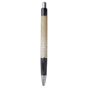 Trendy Gold Glitter and Leopard Print Gradient Pen