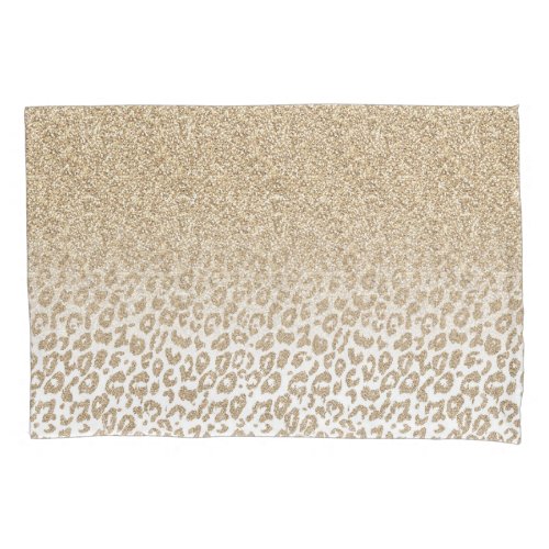 Trendy Gold Glitter and Leopard Print Gradient Pillow Case