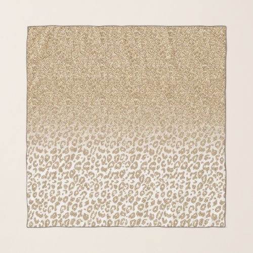 Trendy Gold Glitter and Leopard Print Gradient Scarf