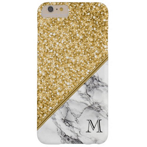 Trendy Gold Glitter Black White Marble Barely There iPhone 6 Plus Case