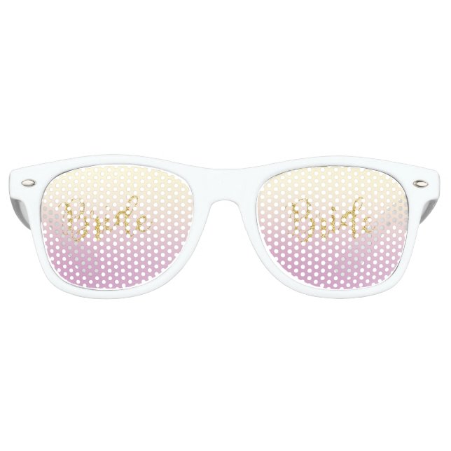 Trendy Gold Glitter Bride Retro Sunglasses (Front)