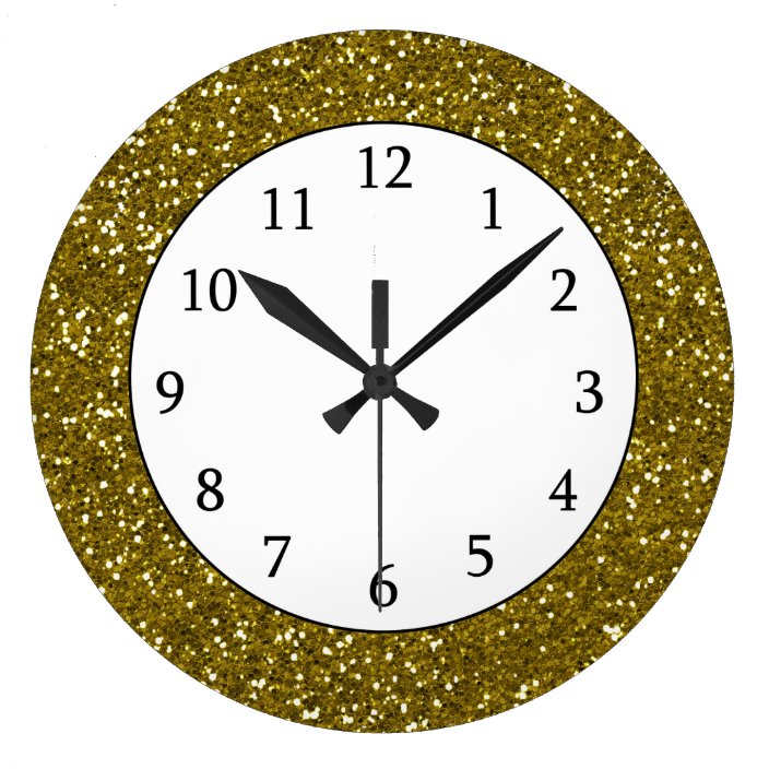 Trendy Gold Glitter Large Clock