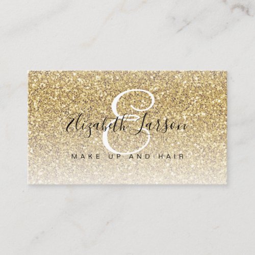 Trendy Gold Glitter Makeup Artist Hair Salon Business Card