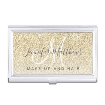 Trendy Gold Glitter Makeup Artist Hair Salon Business Card Case by epclarke at Zazzle