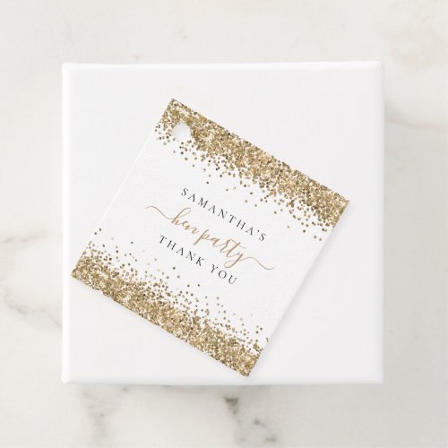 Trendy Gold Glitter Name Hen Party Thank You Favor Tags