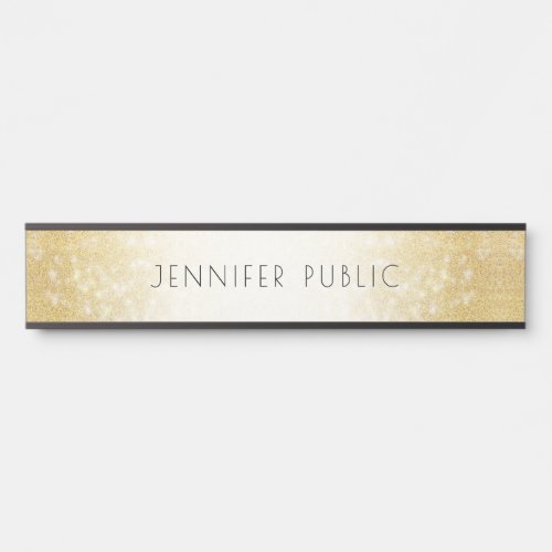 Trendy Gold Glitter Simple Elegant Modern Template Door Sign
