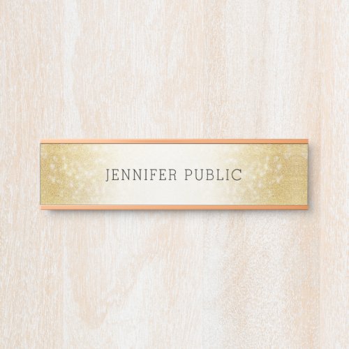 Trendy Gold Glitter Simple Modern Elegant Template Door Sign