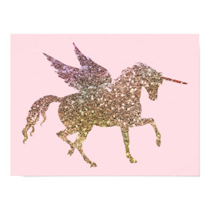 Trendy Gold Glitter Sparkle Unicorn Pegasus Horse Poster