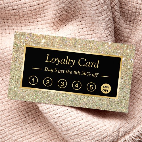 Trendy Gold Glitter Sparkles Look | Loyalty Card