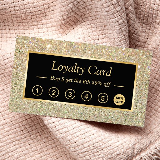 Customizable Trendy Gold Glitter Sparkles Look | Loyalty Card