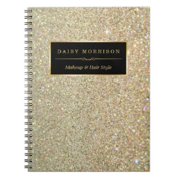 Trendy Gold Glitter Sparkles Makeup Beauty Salon Notebook