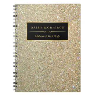 Trendy Gold Glitter Sparkles Makeup Beauty Salon Spiral Notebook