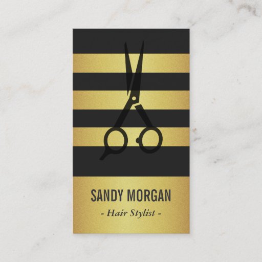 Customizable Trendy Gold Glitter Stripes Design - Hair Stylist Business Card