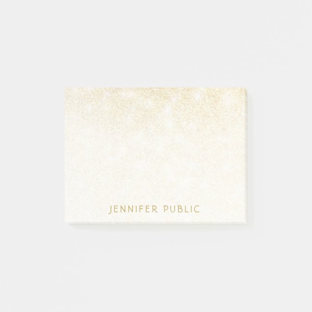 Trendy Gold Glitter Template Elegant Simple Post-it Notes (Front)