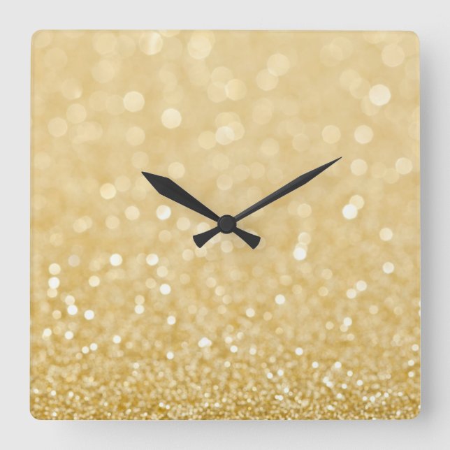 Trendy Gold Glitter Wall Clock (Front)