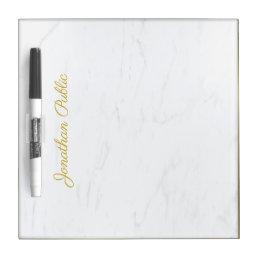 Trendy Gold Hand Script Modern Marble Personalized Dry Erase Board