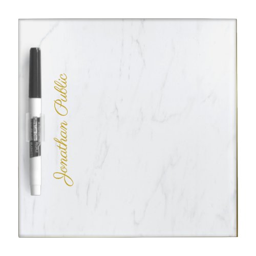 Trendy Gold Hand Script Modern Marble Personalized Dry Erase Board