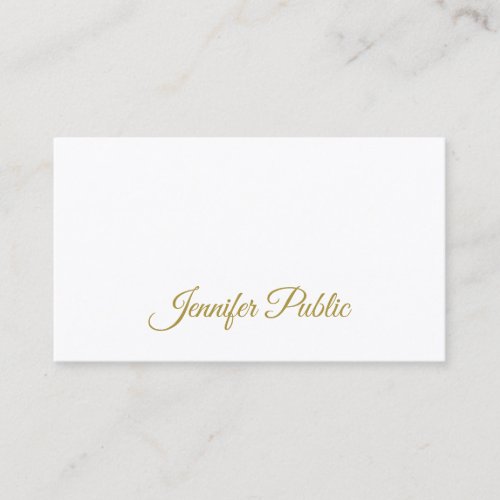 Trendy Gold Handwritten Text Elegant Clean Plain Business Card